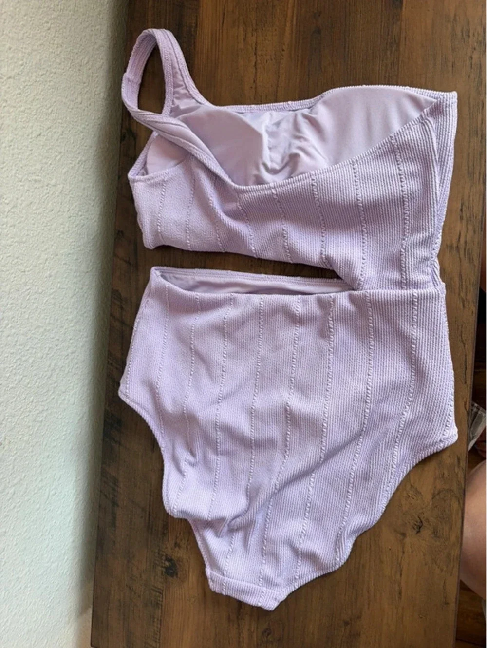 Aerie purple ribbed one shoulder one piece swimsuit size M full coverage.